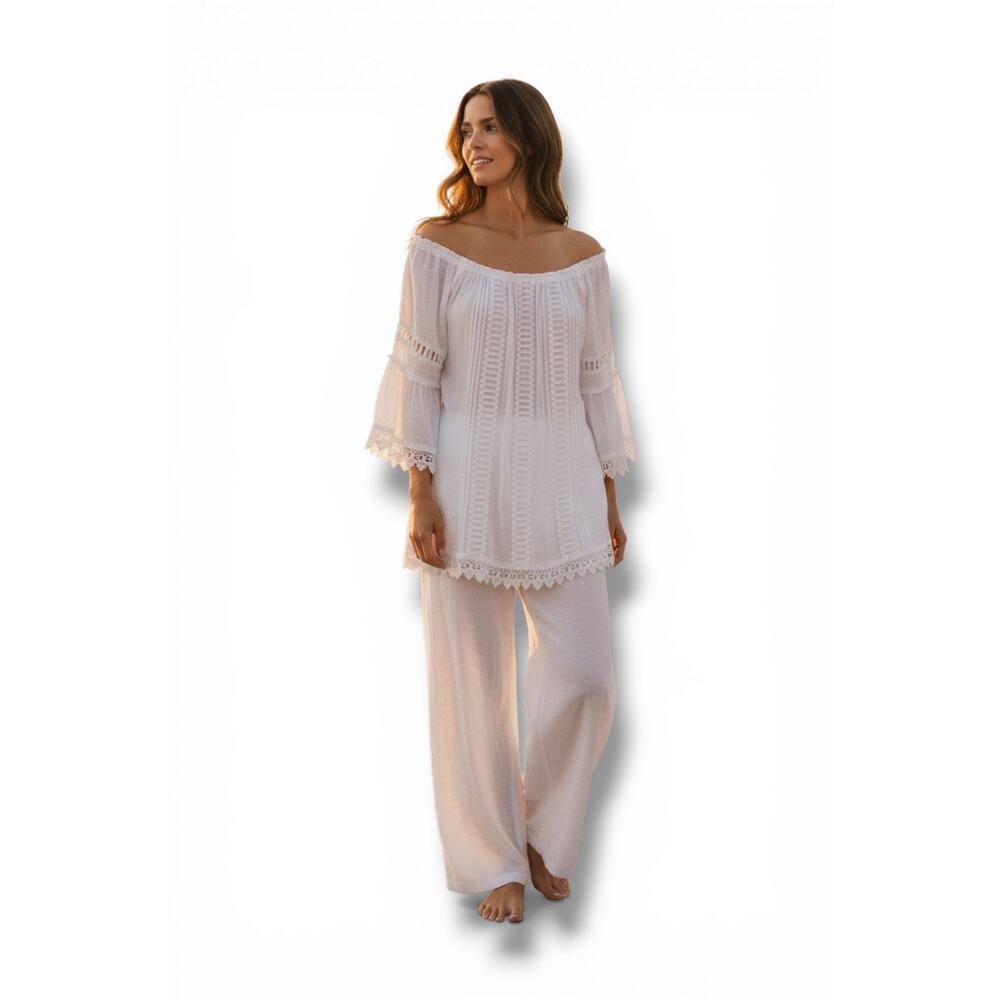 @zucar white summer pants suit NWT Women's size L